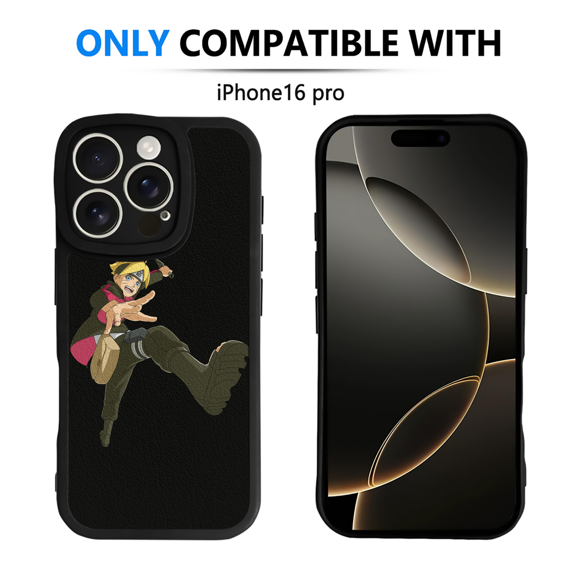 （画像用） NARUTO -ナルト- うずまき ボルト Uzumaki Boruto 【iPhone 16シリーズ対応】シリコンスマホケース（レザー調） 材質：シリコン